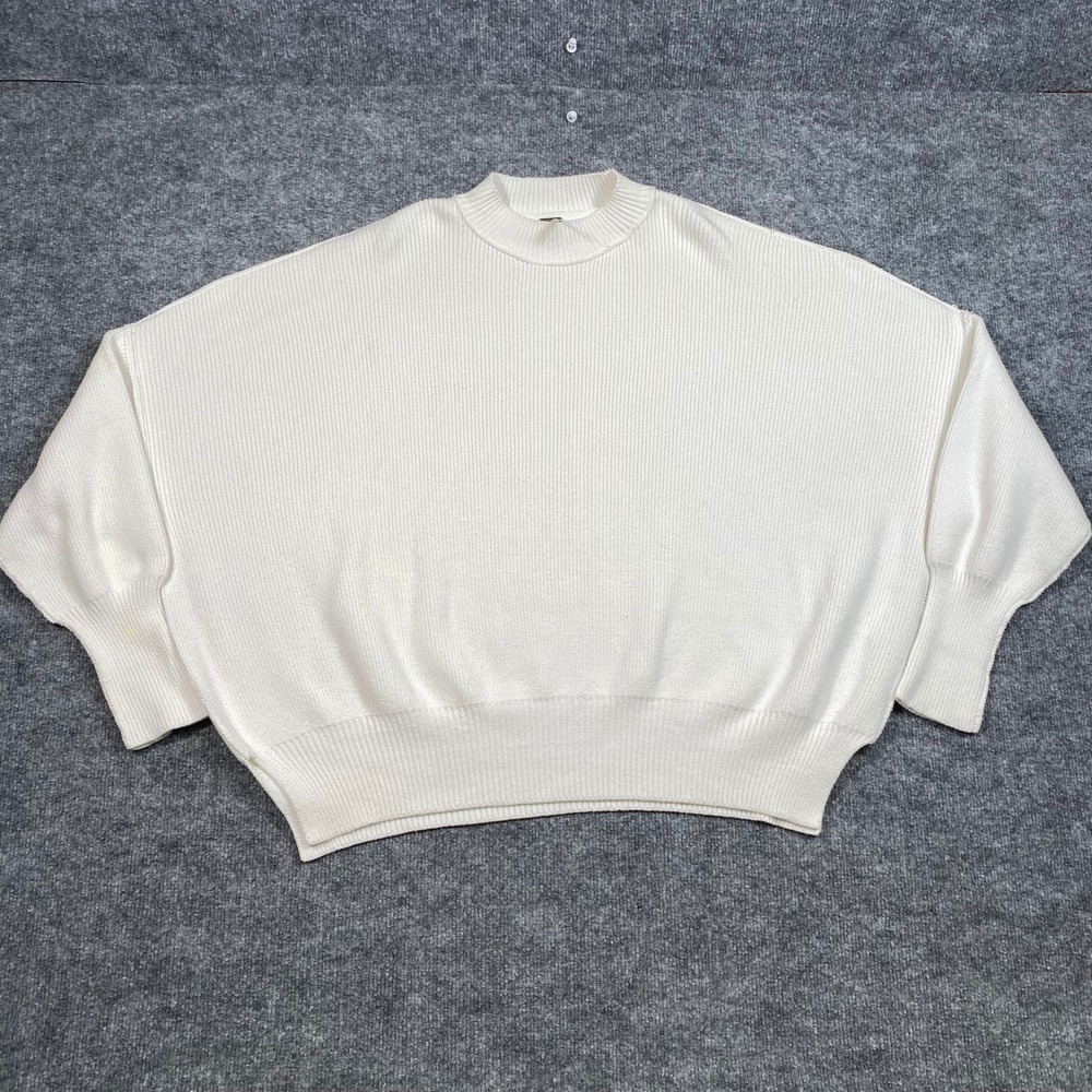 Free People Easy Street Oversized Ribbed Mock Neck Dolman Sweater Ivory XS